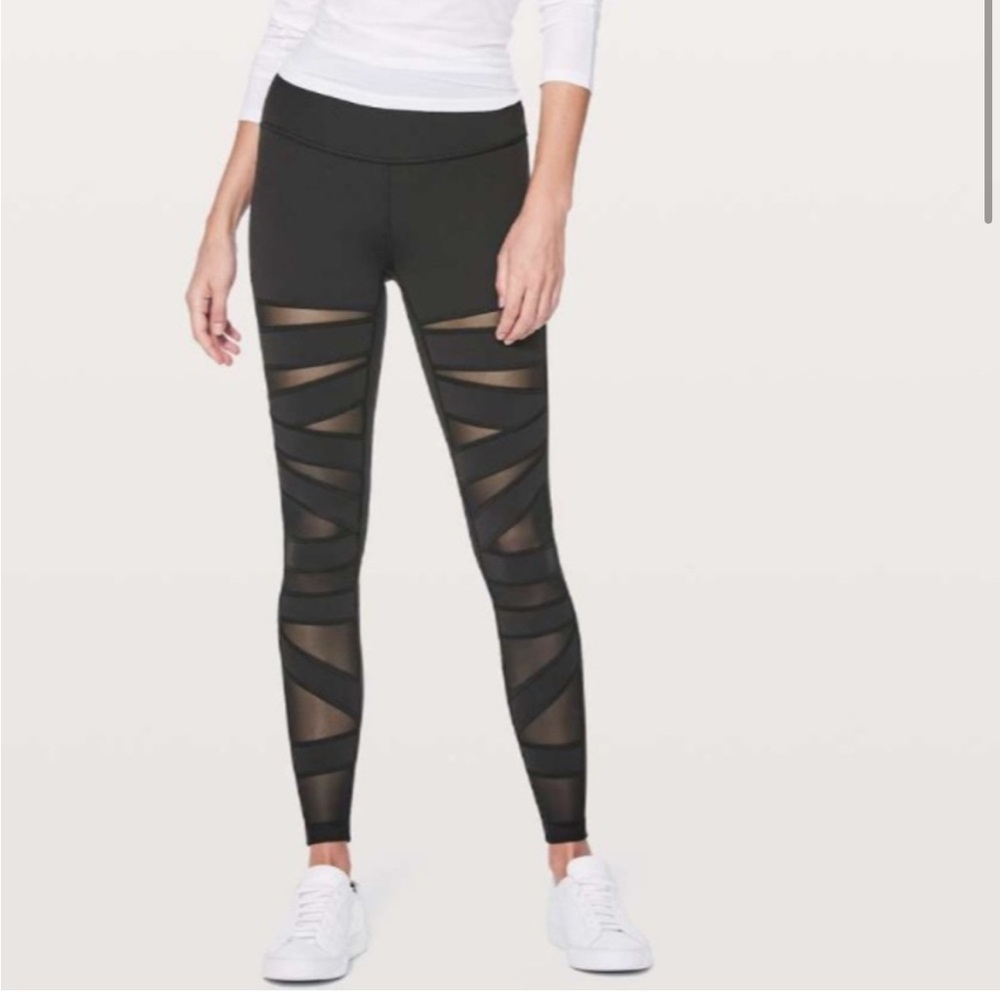 Black Mesh-Stripe Leggings – Women Pants & Jumpsuits